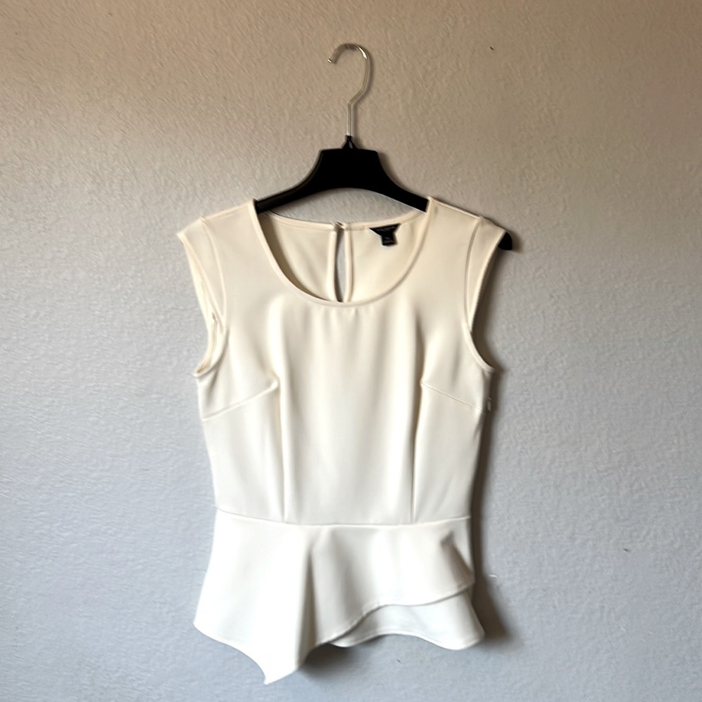 Ann Taylor-Peplum Blouse-Cream-Size XS
